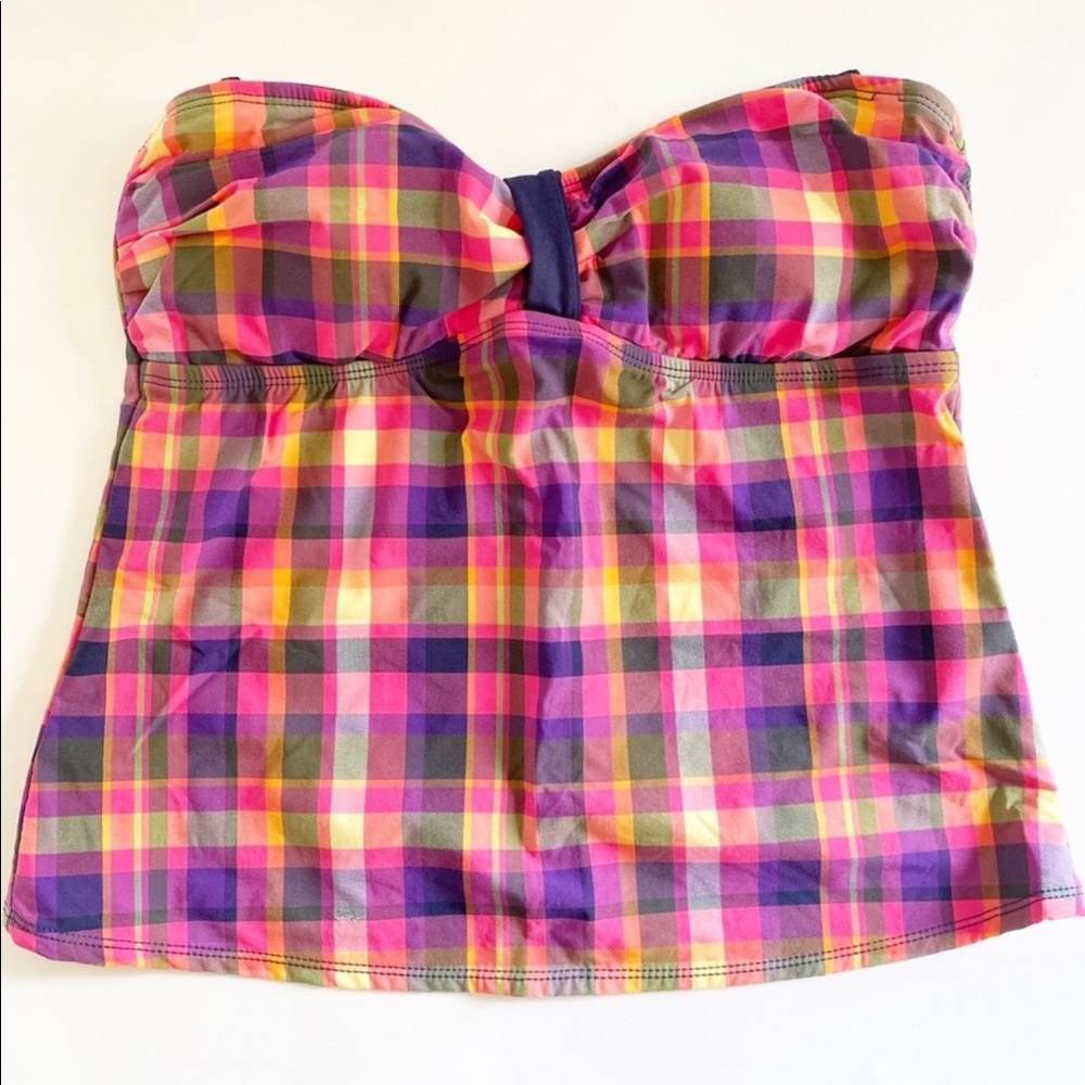 Isaac Mizrahi Plaid Tankini Top